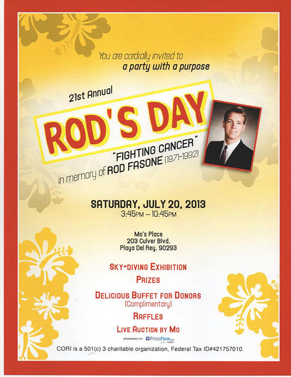 Rod's Day Cancer Research Fundraiser