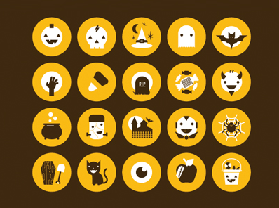 Flat Halloween Icon Set