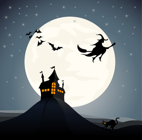 Haunted House Background Vector Graphic