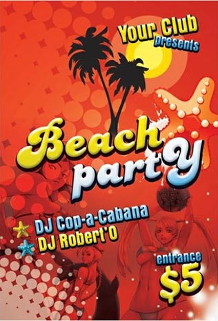 Retro beach party flyer